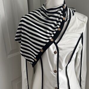 Stylish Button up long sleeve shirt with neck scarf accent